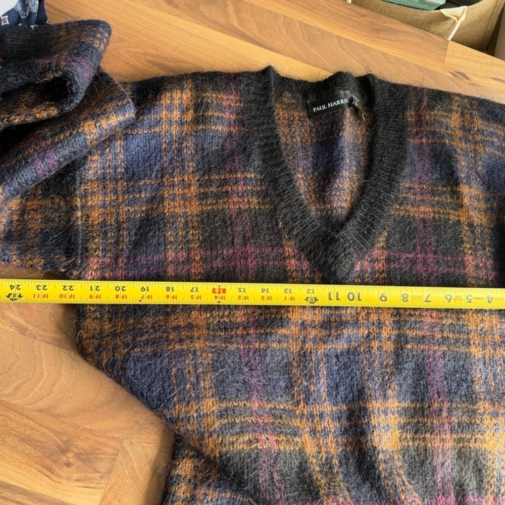 Vintage Paul Harris Mohair Blend Plaid Sweater M Dark Academia Fall Photos - Picture 8 of 10